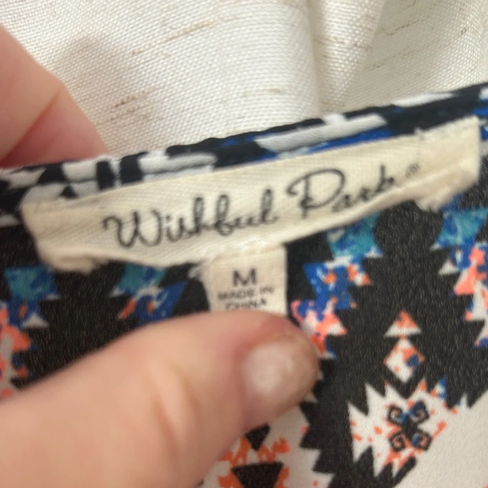 Wishful Park Aztec Print Open Kimono in Navy, Coral & White - Picture 2 of 4